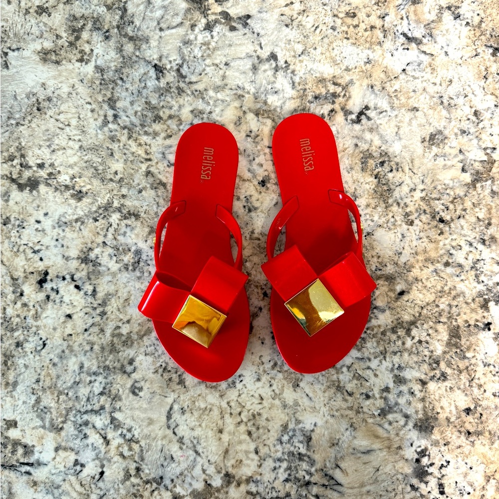 Mini Melissa Red Bow Harmony Sandals